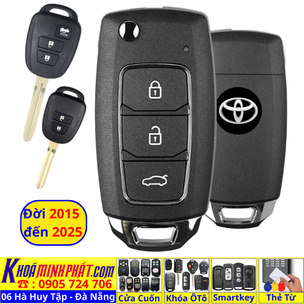 Remote Mẫu Gập Gọn Toyota Vios Yaris 2015–2025 – Chìa Khoá Xe Ô Tô Sẵn Mạch Điều Khiển V28