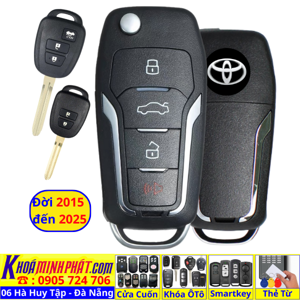 Làm Chìa Khoá Xe Ô Tô Toyota Vios Yaris 2015–2025 – Chìa Khoá Gập Sẵn Mạch Điều Khiển Từ Xa V12