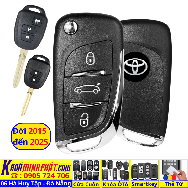 Chìa Khóa Độ Gập Toyota Vios Yaris 2015–2025 – Chìa Khoá Gập Nguyên Mạch, Remote Học Lệnh Xe Ô Tô V11