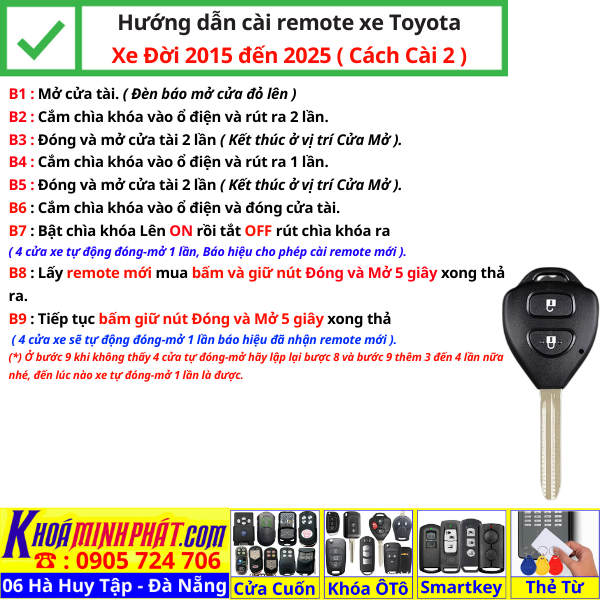 Chìa khóa Remote gập Toyota Innova, Fortuner, Vios, Hilux, Yaris, Corolla Altis có mạch điều khiển Đời 2006 2007 2008 2009 2010 2011 2012 2013 học lệnh mẫu độ gập gấp gọn