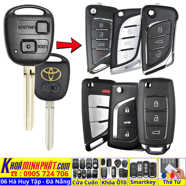 Chìa khoá độ gập xe Toyota Land Cruiser đời 1998 1999 2000 2001 2002 2003 2004 2005 2006 2007 remote học lênh điều khiển từ xa mẫu gấp gọn