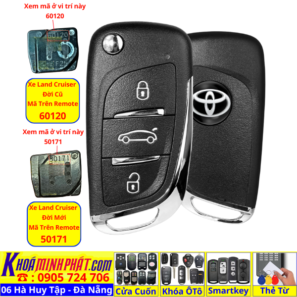 Chìa Khóa Độ Gập Toyota Land Cruiser 1998, 1999, 2000, 2001, 2002, 2003, 2004, 2005, 2006, 2007 – Điều Khiển Từ Xa V11