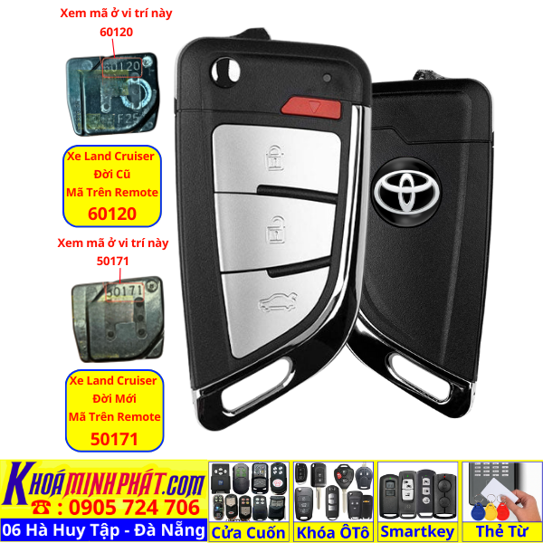 Chìa Khoá Xe Ô Tô Toyota Land Cruiser 1998–2007 – Remote Mẫu Gập Gọn V16