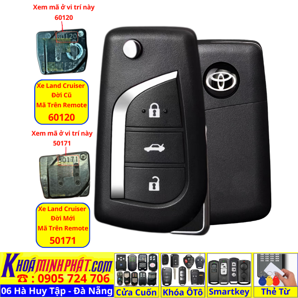 Chìa Khoá Gập Nguyên Mạch Toyota Land Cruiser 1998, 1999, 2000, 2001, 2002, 2003, 2004, 2005, 2006, 2007 V13