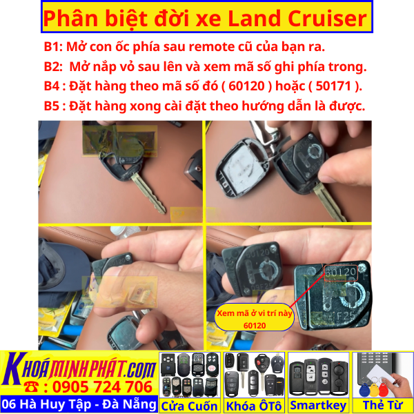 Chìa khoá độ gập xe Toyota Land Cruiser đời 1998 1999 2000 2001 2002 2003 2004 2005 2006 2007 remote học lênh điều khiển từ xa mẫu gấp gọn