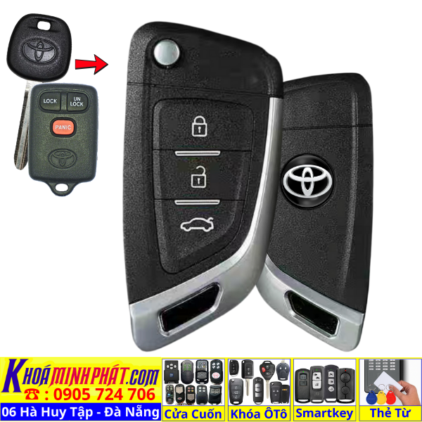 Chìa Khoá Gập Sẵn Mạch Điều Khiển Toyota Corolla Altis 2000, 2001, 2002, 2003, 2004, 2005 V14