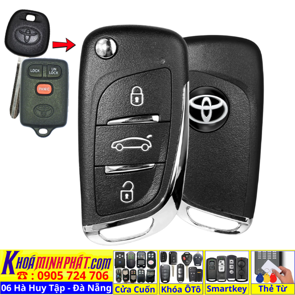Chìa Khóa Độ Gập Toyota Camry 2000, 2001, 2002, 2003, 2004, 2005 – Điều Khiển Từ Xa V11