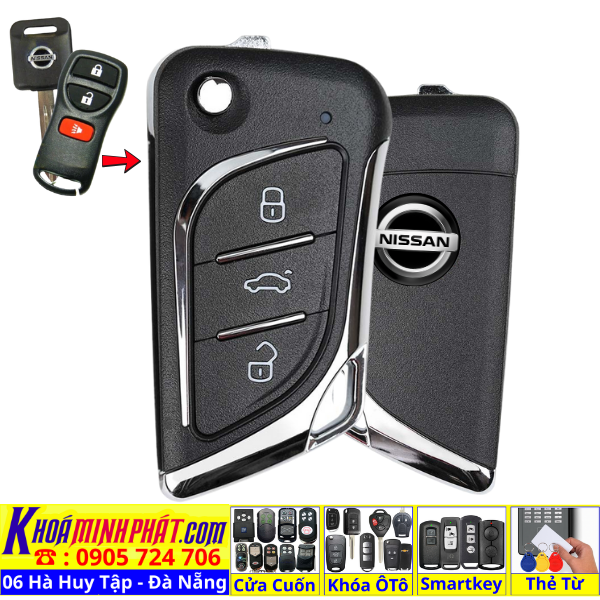 Chìa Khoá Xe Ô Tô Nissan Grand Livina – Remote Gập Gọn, Nguyên Mạch Zin V17