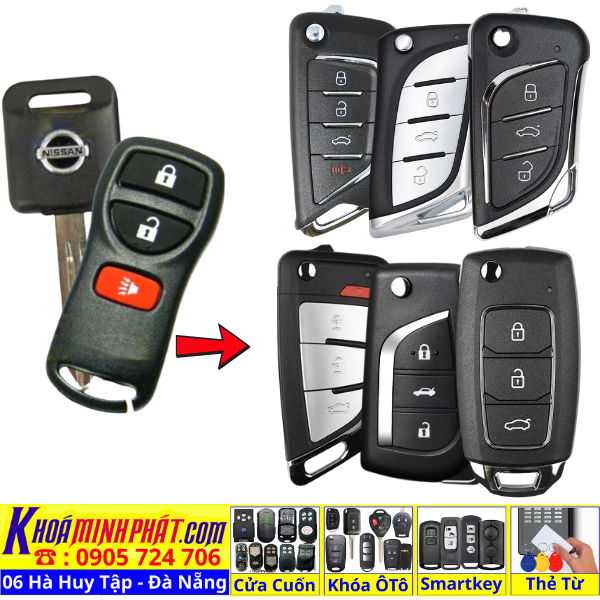 Chìa khoá remote độ gập xe Nissan Grand Livina Full chức năng remote học lệnh gấp gọn điều khiển