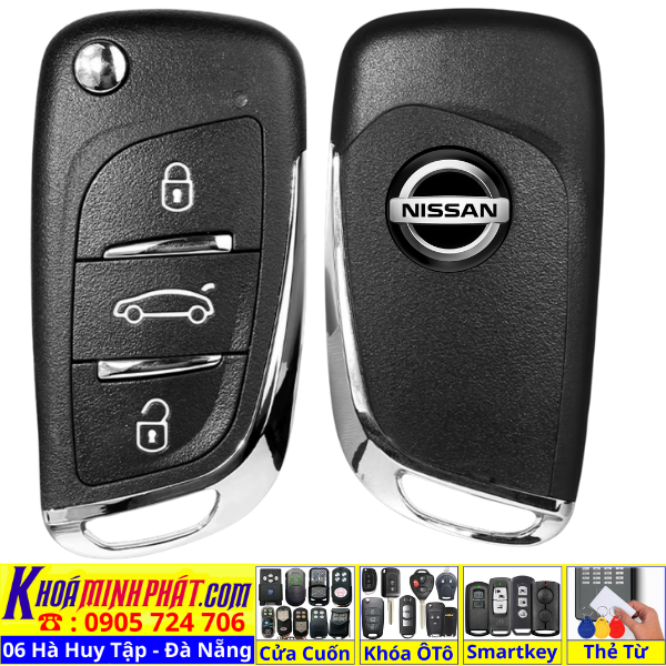 Chìa khoá remote độ gập xe Nissan Navara, Terra Full chức năng remote học lệnh gấp gọn điều khiển V11