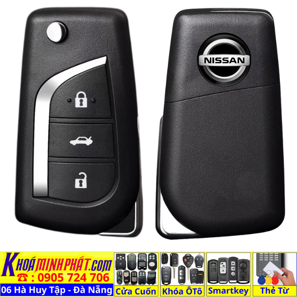 Chìa khoá remote độ gập xe Nissan Navara, Terra Full chức năng remote học lệnh gấp gọn điều khiển V13