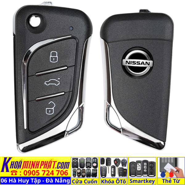 Chìa khoá remote độ gập xe Nissan Navara, Terra Full chức năng remote học lệnh gấp gọn điều khiển V17
