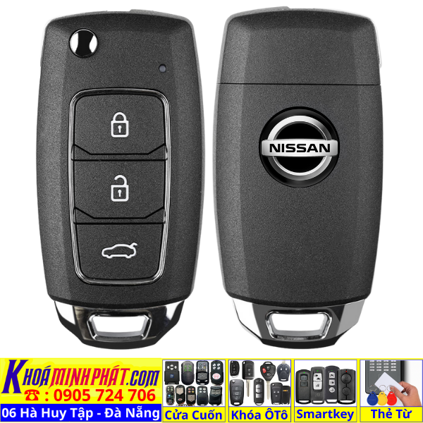 Chìa khoá remote độ gập xe Nissan Navara, Terra Full chức năng remote học lệnh gấp gọn điều khiển V28