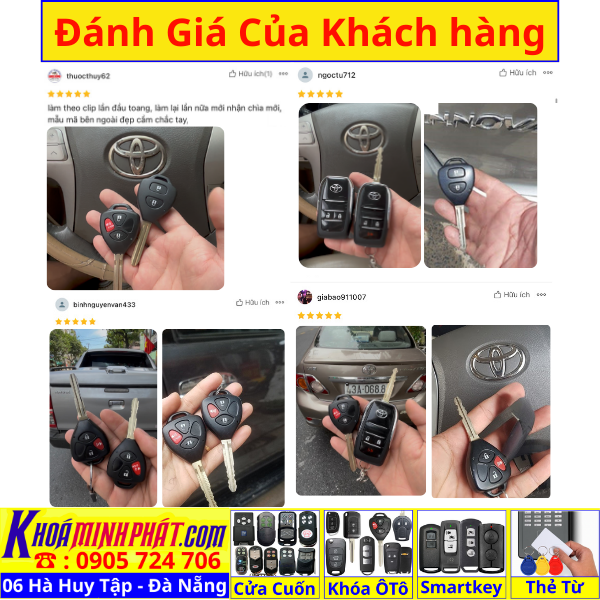 Chìa khóa Remote gập Toyota Innova, Fortuner, Vios, Hilux, Yaris, Corolla Altis có mạch điều khiển Đời 2006 2007 2008 2009 2010 2011 2012 2013 học lệnh