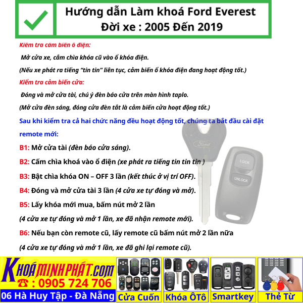 Chìa khóa remote xe Ford Everest mẫu mới Full chức năng học lệnh điều khiển xe ô tô