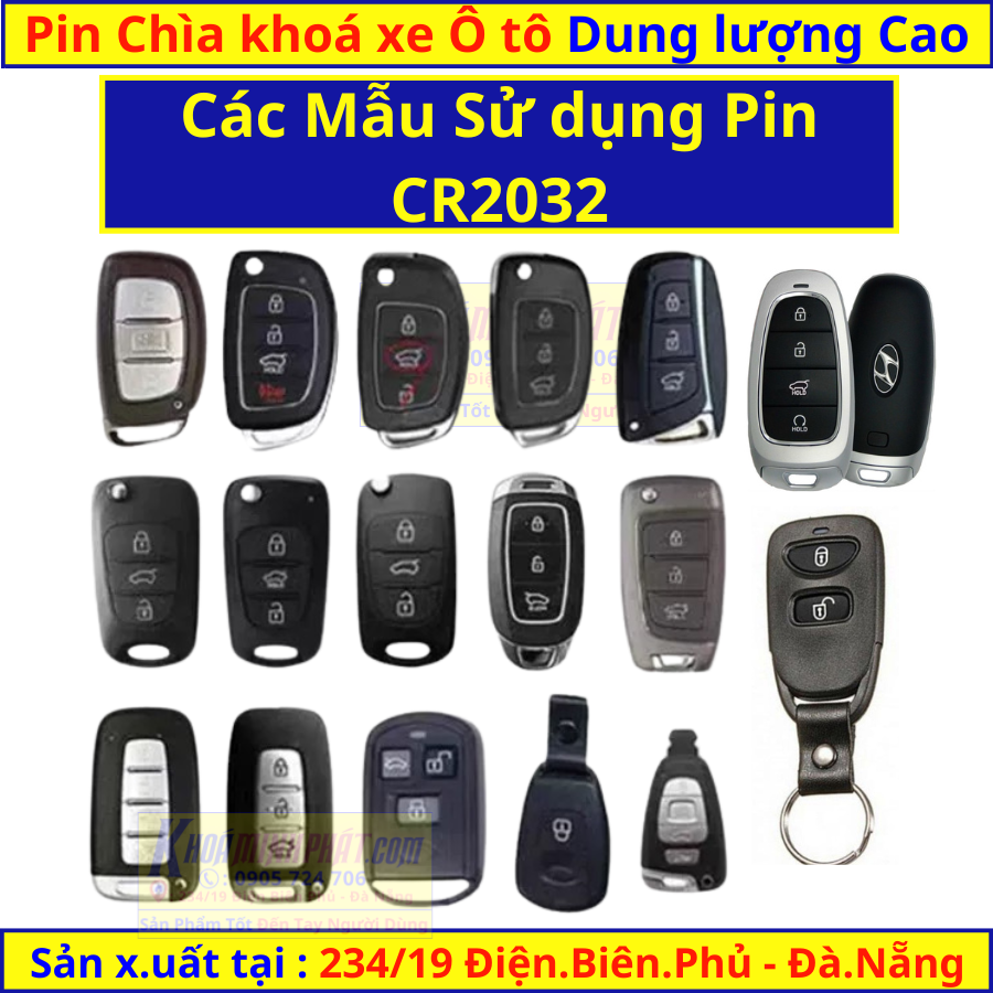 Pin chìa khoá xe ô tô Hyundai Accent, I10, Solati, Elantra, Tucson, Kona, Santafe, i20, Getz, i30, Sonata CR2032 tại 234/ 19 Điện biên phủ đà nẵng