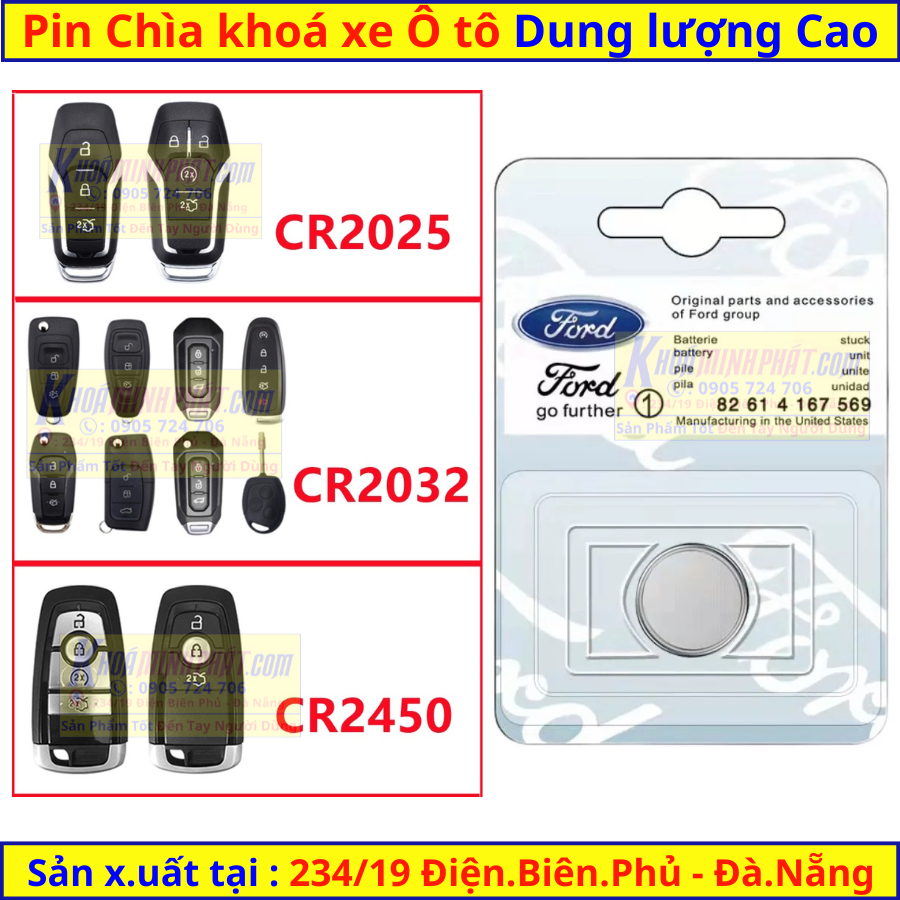 Pin Remote chìa Khóa xe ô tô Ford Transit, Tourneo, Focus, Ecosport, Ranger, fiesta, Momdeo CR2032 2450 tại 234/ 19 Điện biên phủ đà nẵng