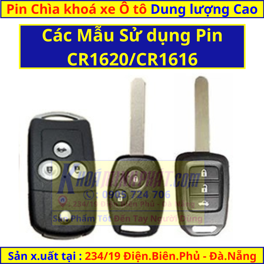 Pin Chìa Khoá xe Honda Civic, City, Accord, CRV, HRV 2032 1620 1616 tại 234/ 19 Điện biên phủ đà nẵng CR1616