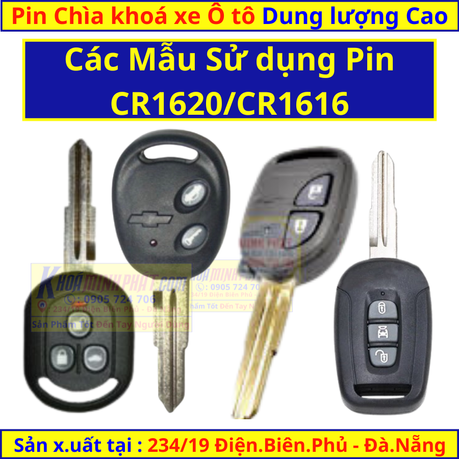 Pin chìa khoá xe ô tô Chevrolet Cruze, Colorado, Orlando, Captiva, Aveo, Trax, Spark, Trailblazer CR2032 CR161 CR1620 tại 234/ 19 Điện biên phủ đà nẵng CR1620