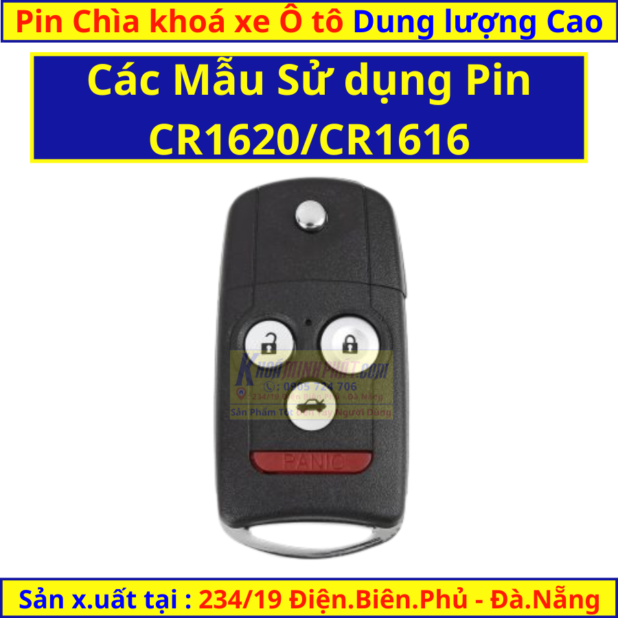 Pin chìa khoá xe ô tô Acura MDX, ILX, TLX, RLX, RDX CR2032 CR1616 tại 234/ 19 Điện biên phủ đà nẵng CR1616