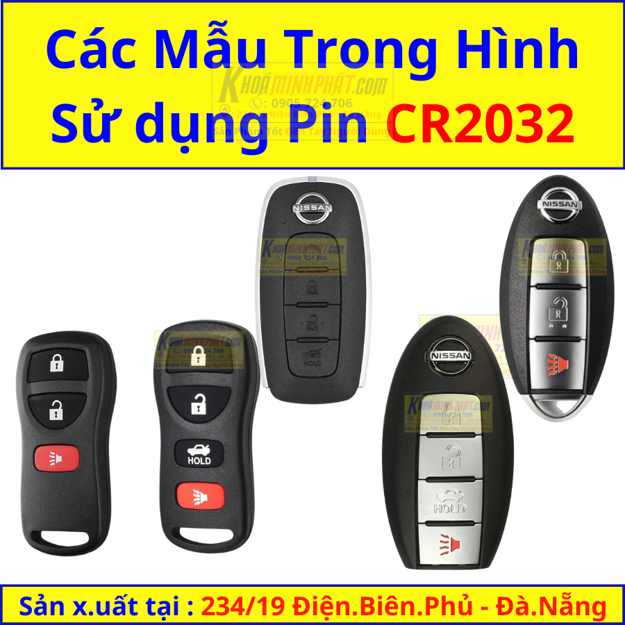 Thay Pin chìa khóa xe Ô Tô Nissan Terra, Navara, X-Trail, Sunny, Serena, Kicks, Grand Livina CR2032