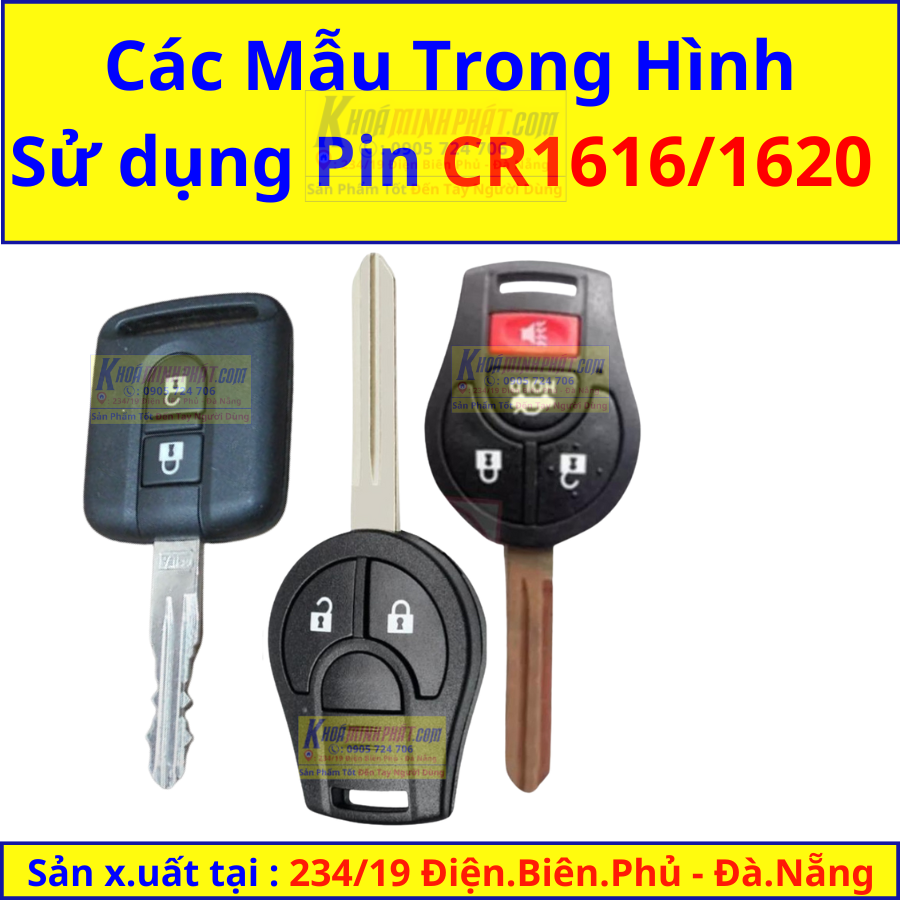 Thay Pin chìa khóa xe Ô Tô Nissan Terra, Navara, X-Trail, Sunny, Serena, Kicks, Grand Livina CR1620